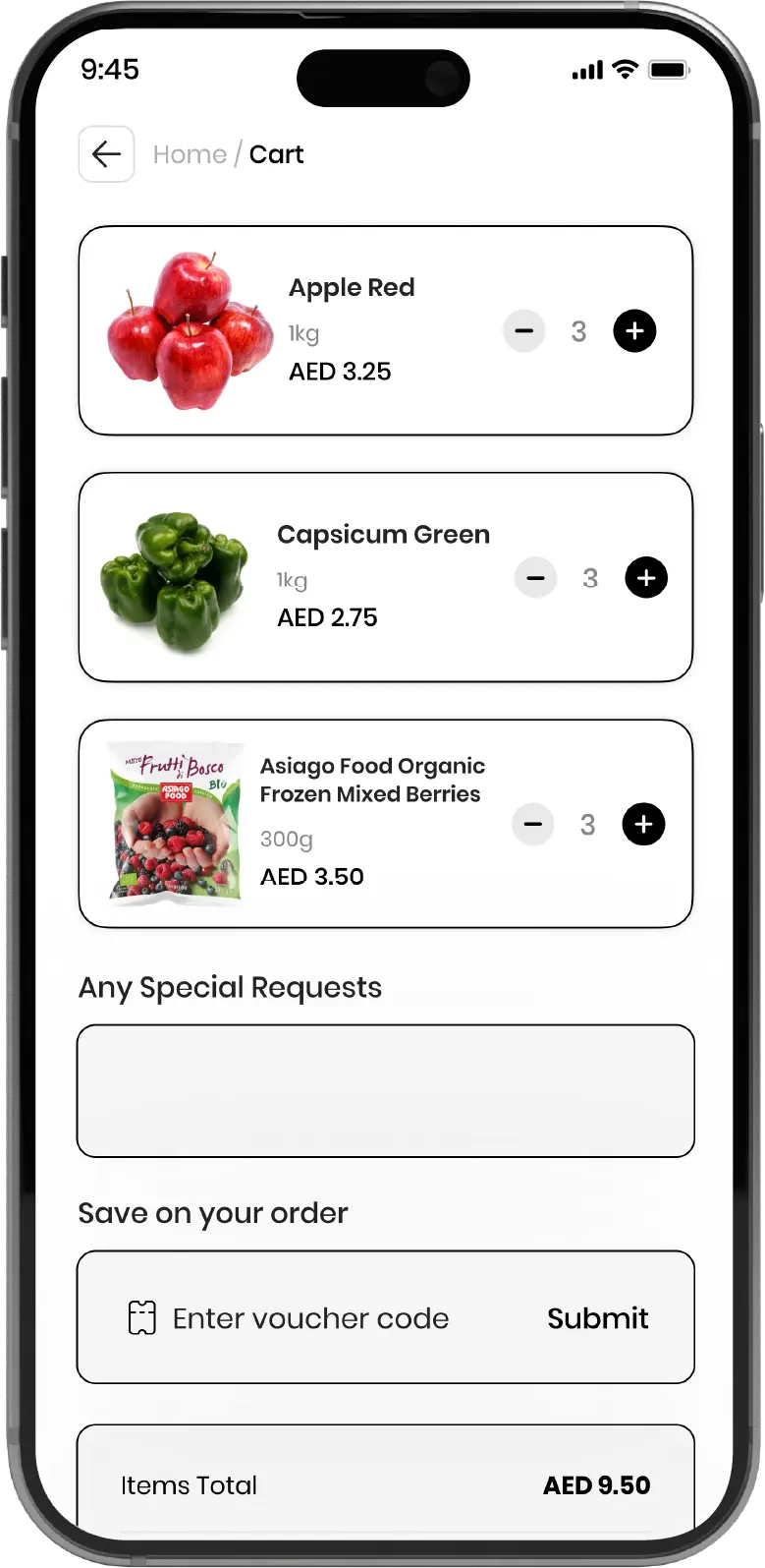 Rawteen app: Cart