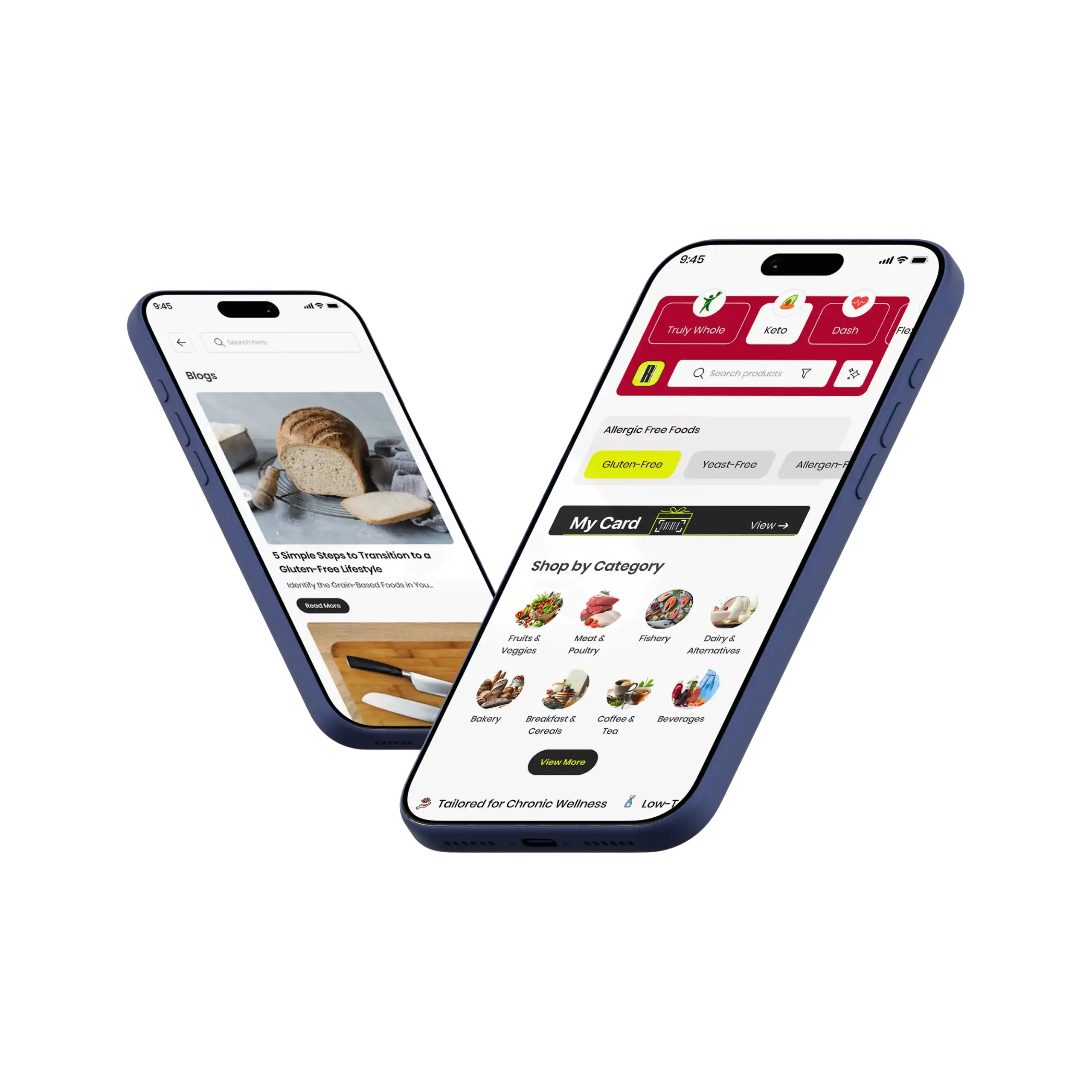 Rawteen grocery app on two phones
