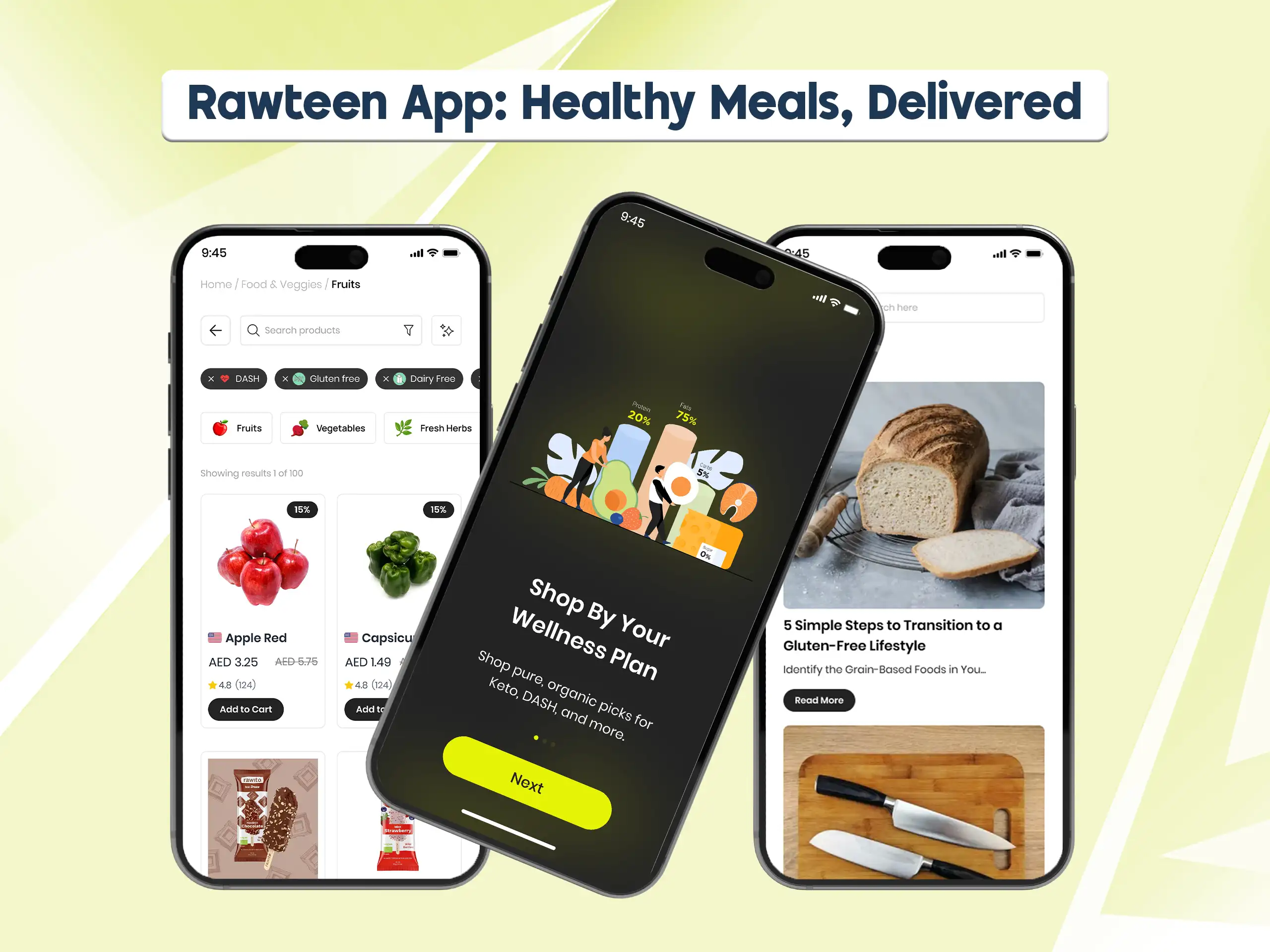 Rawteen grocery app screens