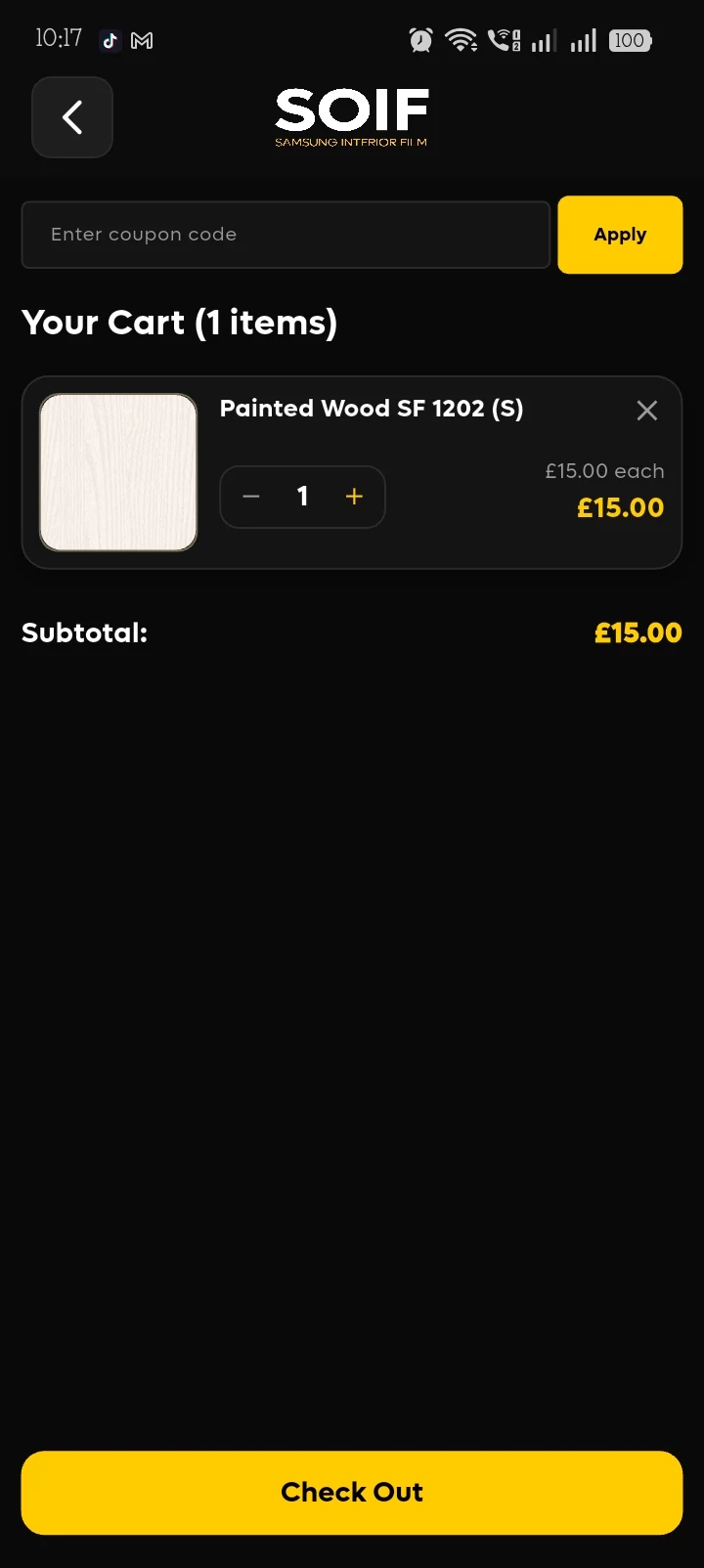 SOIF app: Cart