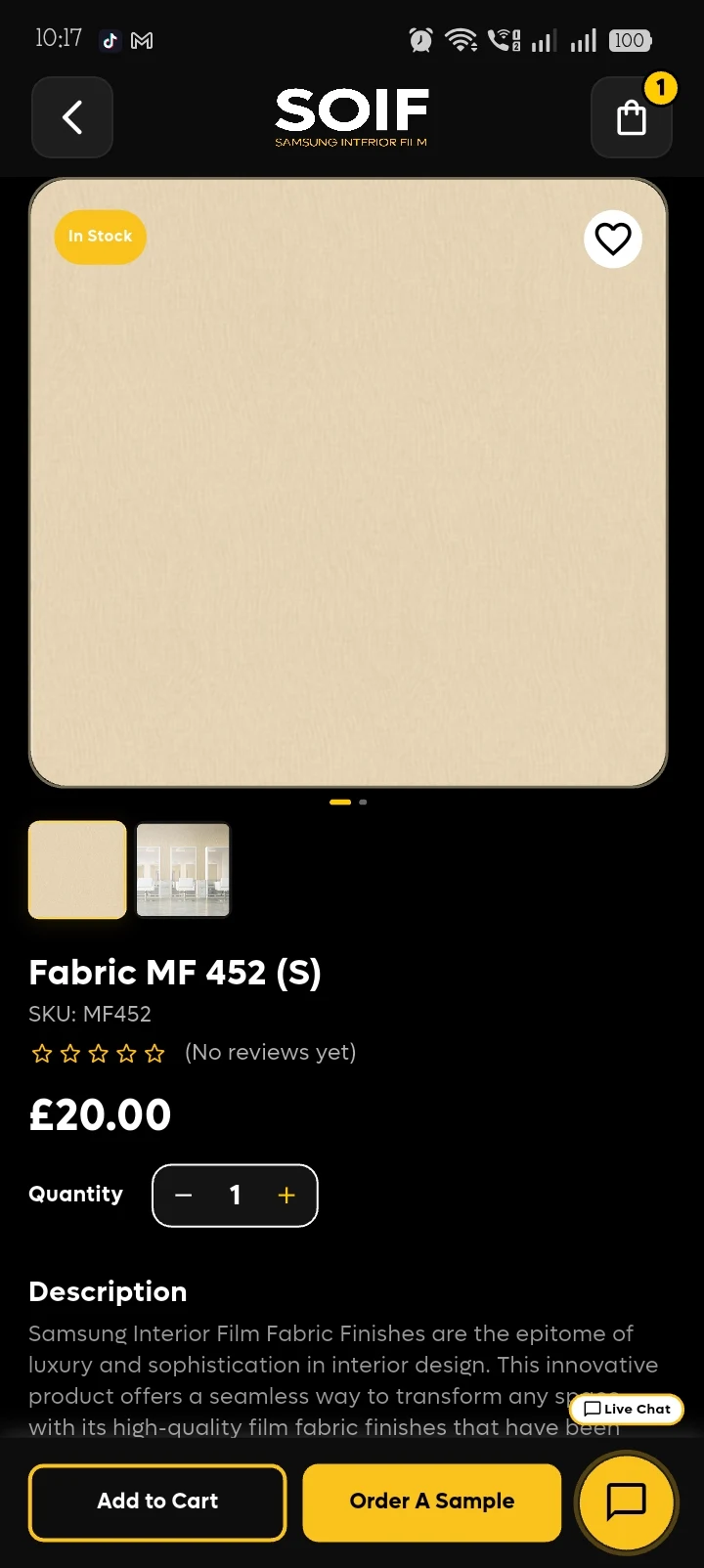 SOIF app: Product details